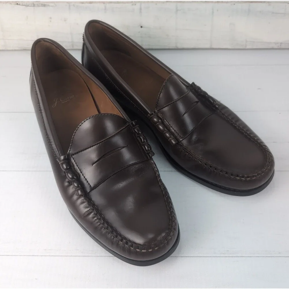 J Crew Camden Penny Loafers Men’s 11.5 Dark Brown Leather Rubber Sole AV166
